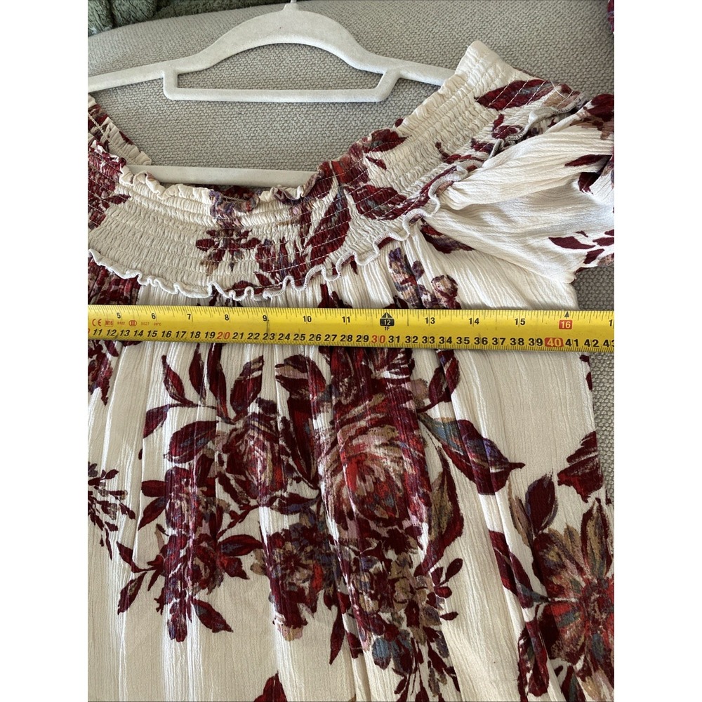 MISS ME - Off Shoulder Red Floral Blouse Size Small Summer Cottagecore Boho - Picture 8 of 9